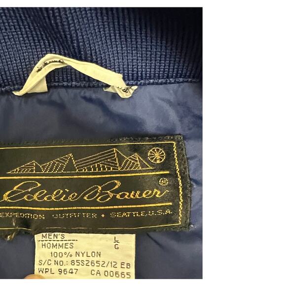 Vintage Eddie Bauer Jacket Pullover Large Mens Blue Nylon 1/2 Button 80s Rare - Picture 4 of 4